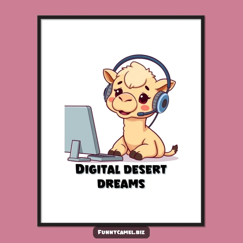 Funny Connected Camel Digital Art: Hilarious Tech Decor, Perfect Funny Gift