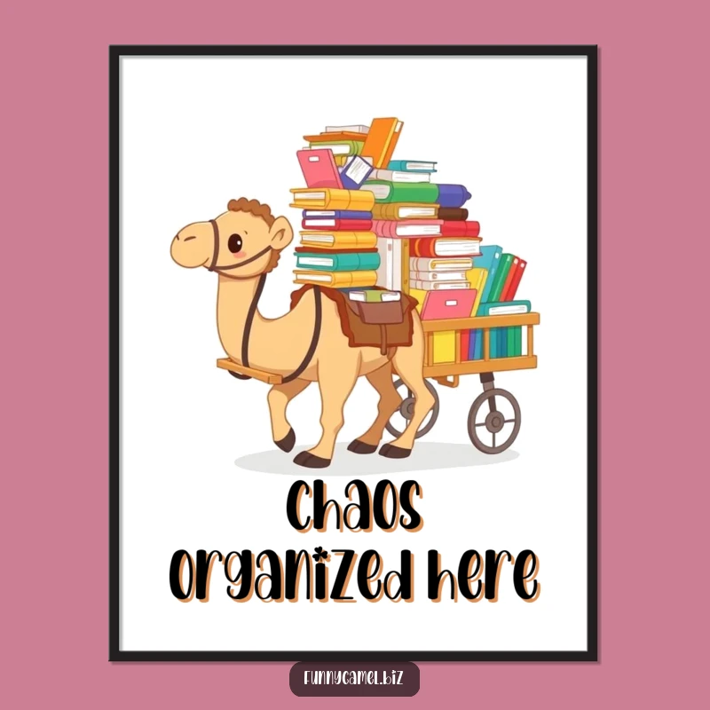 Funny Camel's Paperwork Panic Poster: Hilarious Office Art, Excellent Funny Gift