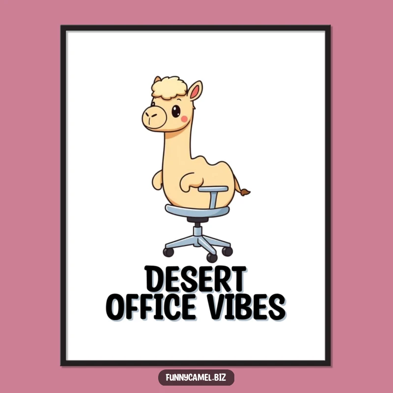 Funny Camel Office Chair Poster: Absurd Office Art Gift