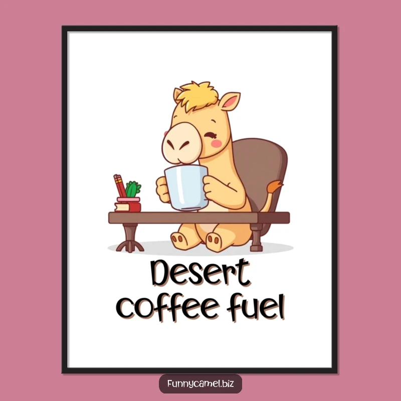 Funny Kawaii Camel Poster: Coffee Break Art, Unique Office Gift