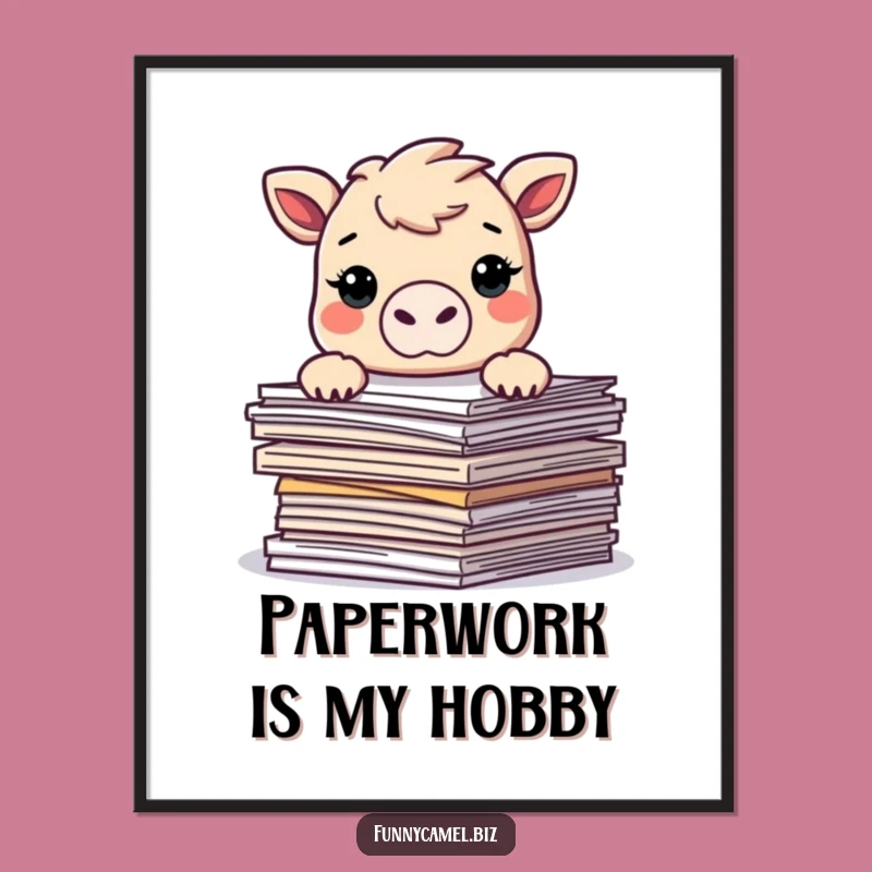 Funny Kawaii Camel Poster - Whimsical Wall Art for Humorous Office Decor