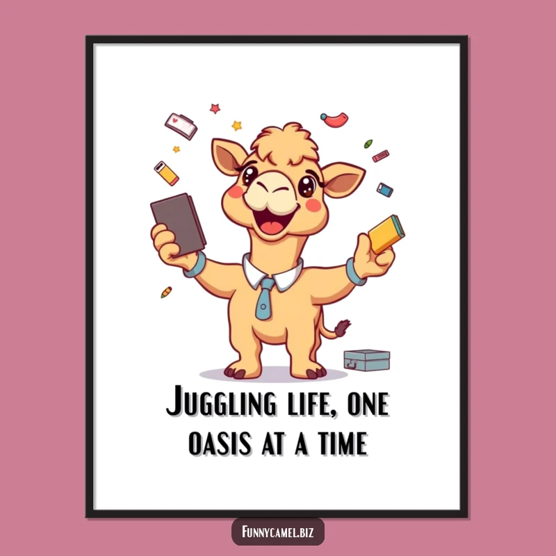 Funny Free Printable Wall Art: Juggling Camel Office Energy Downloadable Decor