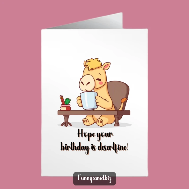 Free Printable Birthday Camel Card: Funny Coffee Lover, Downloadable Gift