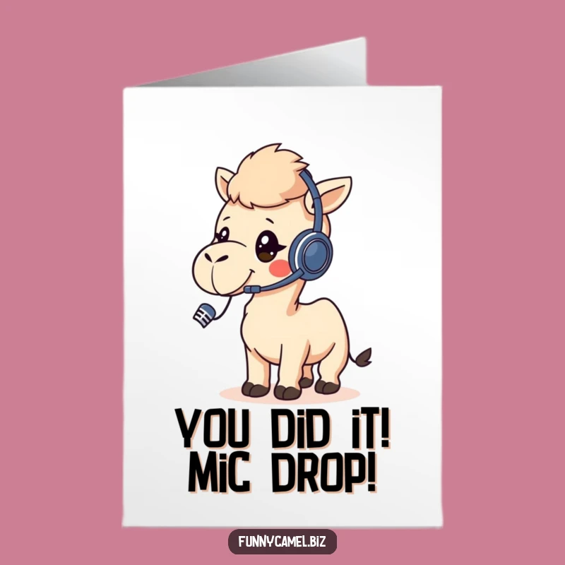 Free Printable Congrats Card: Kawaii Camel Communicator, Great Downloadable Gift
