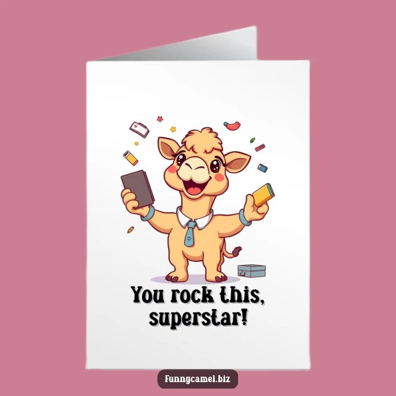 Free Printable Congrats Card: Camel's Multitasking Mastery Humor Downloadable Gift
