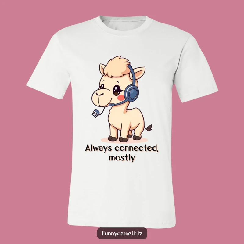 Funny Kawaii Camel Call Center Shirt, Humorous Graphic Tee for Work Friends