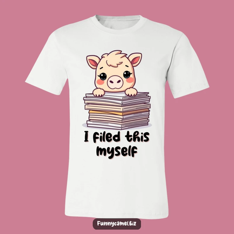 Funny Document Camel T-Shirt - Adorable Kawaii Character Tee for Work Fun